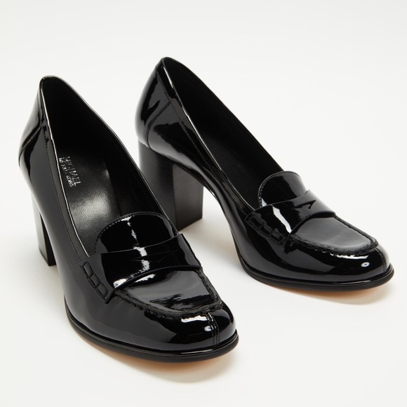 Michael Kors Black Heels Patent Loafer Style - Picture 1 of 9